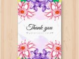 Thank You Note for Birthday Flowers Thank You Card with Vintage Watercolor Flowers Vector