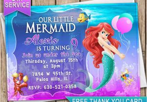 The Little Mermaid Invitations for Birthday Little Mermaid Ariel Birthday Invitation Card Invite Birthday