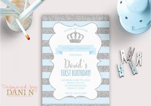 The Little Prince Birthday Invitations Little Prince Birthday Invitation Silver Glitter Party Crown