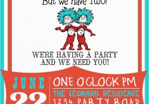 Thing 1 and Thing 2 Birthday Invitations Dr Suess Thing 1 Thing 2 Birthday Invitation by