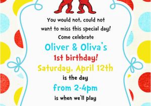 Thing 1 and Thing 2 Birthday Invitations Free Printable Thing 1 and Thing 2 Birthday Party