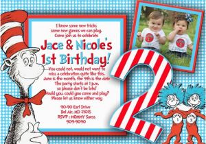 Thing 1 and Thing 2 Birthday Invitations Thing 1 and Thing 2 Birthday Party Invitations