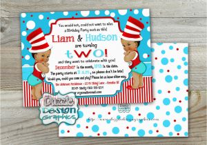 Thing 1 and Thing 2 Birthday Invitations Twin Thing 1 and Thing 2 Birthday Invitation Double Birthday