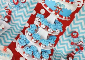 Thing 1 and Thing 2 Birthday Party Decorations Kara 39 S Party Ideas Thing One Thing Two Dr Seuss Twins 1st