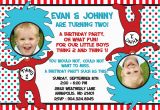 Thing 1 Thing 2 Birthday Invitations Dr Seuss Thing 1 Thing 2 Twins Birthday Party Invitation