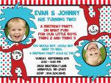 Thing 1 Thing 2 Birthday Invitations Dr Seuss Thing 1 Thing 2 Twins Birthday Party Invitation