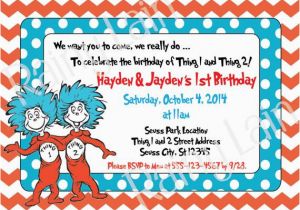 Thing 1 Thing 2 Birthday Invitations Thing 1 and Thing 2 Printable Twin Birthday Party Invitation