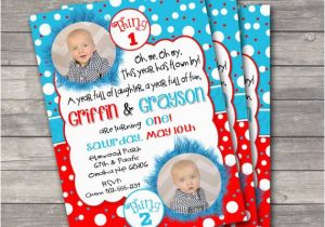 Thing 1 Thing 2 Birthday Invitations Twin Thing 1 and Thing 2 Birthday