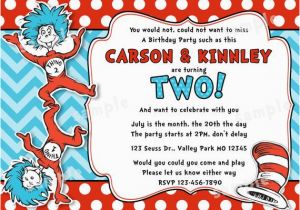 Thing One and Thing Two Birthday Invitations Free Printable Thing 1 and Thing 2 Birthday Party