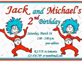 Thing One and Thing Two Birthday Invitations Thing 1 and Thing 2 Birthday Party Invitations