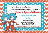 Thing One and Thing Two Birthday Invitations Thing 1 and Thing 2 Printable Twin Birthday Party Invitation