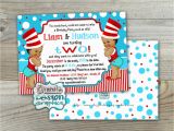 Thing One and Thing Two Birthday Invitations Twin Thing 1 and Thing 2 Birthday Invitation Double Birthday