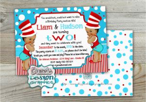 Thing One and Thing Two Birthday Invitations Twin Thing 1 and Thing 2 Birthday Invitation Double Birthday