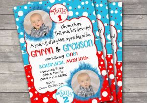 Thing One and Thing Two Birthday Invitations Twin Thing 1 and Thing 2 Birthday