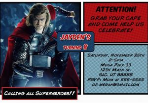 Thor Birthday Invitations Thor Birthday Invitations Avengers Birthday Invitations