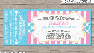 Ticket Birthday Invitation Template Carnival Party Ticket Invitations Template Carnival or