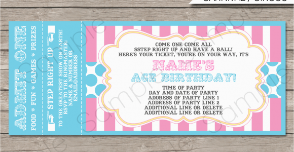 Ticket Birthday Invitation Template Carnival Party Ticket Invitations Template Carnival or