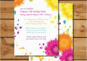 Tie Dye Birthday Party Invitations Birthday Party Invitations Tie Dye Colorful by Sugarhouseink