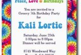 Tie Dye Birthday Party Invitations Items Similar to Tie Dye Invitations Hippie Chick On Etsy