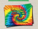 Tie Dye Birthday Party Invitations Rainbow Tie Dye Birthday Party Invitation 60s 70s Hippy