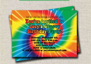 Tie Dye Birthday Party Invitations Rainbow Tie Dye Birthday Party Invitation 60s 70s Hippy