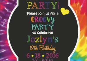 Tie Dye Birthday Party Invitations Tie Dye Birthday Invitation Birthday Party Invitation Kids