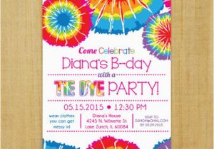 Tie Dye Birthday Party Invitations Tie Dye Invitation Printable