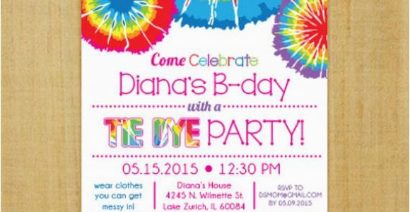 Tie Dye Birthday Party Invitations Tie Dye Invitation Printable