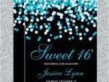Tiffany Blue Birthday Invitations Tiffany Blue Black Confetti Sweet 16 Invitations