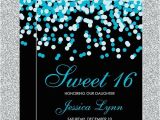 Tiffany Blue Birthday Invitations Tiffany Blue Black Confetti Sweet 16 Invitations