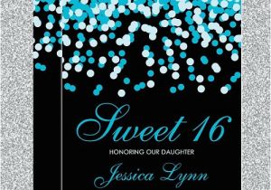 Tiffany Blue Birthday Invitations Tiffany Blue Black Confetti Sweet 16 Invitations