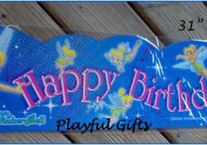 Tinkerbell Happy Birthday Banner 1 Tinkerbell Blue Happy Birthday Banner