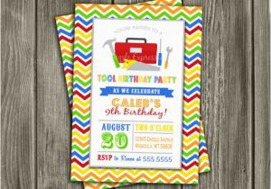 Tool Birthday Party Invitations Chevron tool Birthday Invitation Free Thank You Card