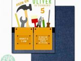 Tool Birthday Party Invitations Construction Birthday Party Invitation tool Belt Invitation