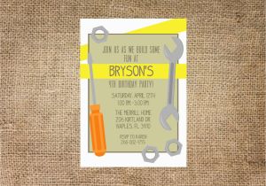 Tool Birthday Party Invitations tool themed Birthday Invitation Printable