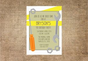 Tool Birthday Party Invitations tool themed Birthday Invitation Printable