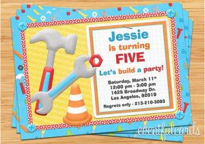 Tool Birthday Party Invitations tools Construction Birthday Party Invitation Digital