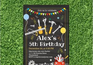 Tool Birthday Party Invitations tools theme Birthday Party Invitation Boy Kids Dig by