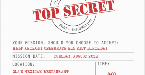 Top Secret Birthday Invitations top Secret Party Invitations Cimvitation