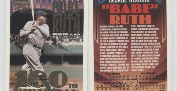 Topps Babe Ruth 100th Birthday Card 1995 topps Megacards Conlon Collection 3 2 Babe Ruth