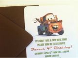 Tow Mater Birthday Invitations Cars tow Mater Inspired Birthday Party Invitation Jase