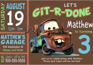 Tow Mater Birthday Invitations Custom tow Mater Birthday Party Invitation Print at Home
