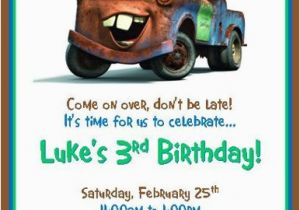 Tow Mater Birthday Invitations Disney Cars tow Mater Invitations Digital Printable File