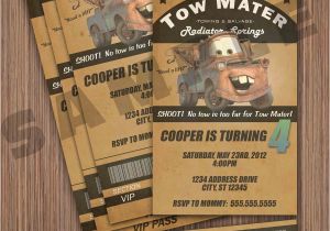 Tow Mater Birthday Invitations Items Similar to tow Mater Ticket Invitation On Etsy