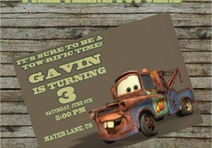 Tow Mater Birthday Invitations tow Mater Birthday Invitation Diy Custom order