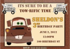 Tow Mater Birthday Invitations tow Mater Birthday Invitation Printable by