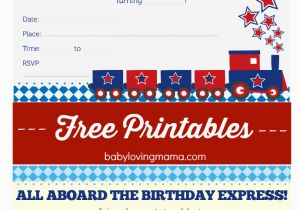 Train themed Birthday Invitations Train Birthday Party Invitations Free Printables