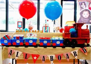 Train themed Birthday Party Decorations Kara 39 S Party Ideas Train Boy themed Birthday Party