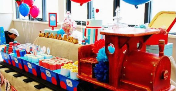Train themed Birthday Party Decorations Kara 39 S Party Ideas Train Boy themed Birthday Party