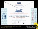 Train Ticket Birthday Invitation Template Nealon Design Vintage Train Ticket Birthday Invitation